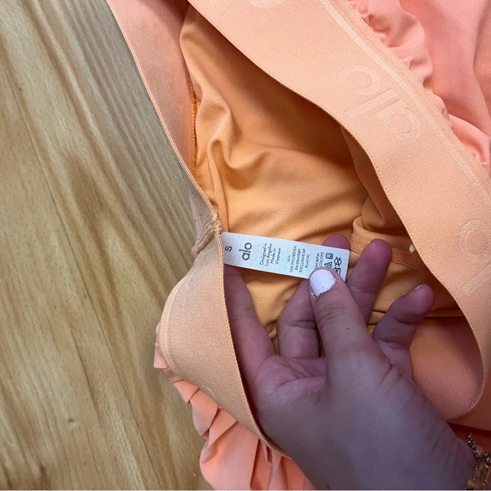 ALO Yoga Orange Pleated Athletic Skirt